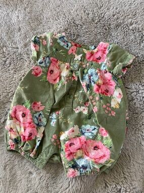 🌈 Baby Gap Bubble Romper Sz 3-6M Green Floral summer